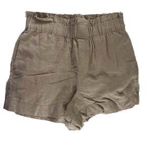 A New Day Women's High-Rise Linen Blend Paperbag Shorts in Beige, Size Medium